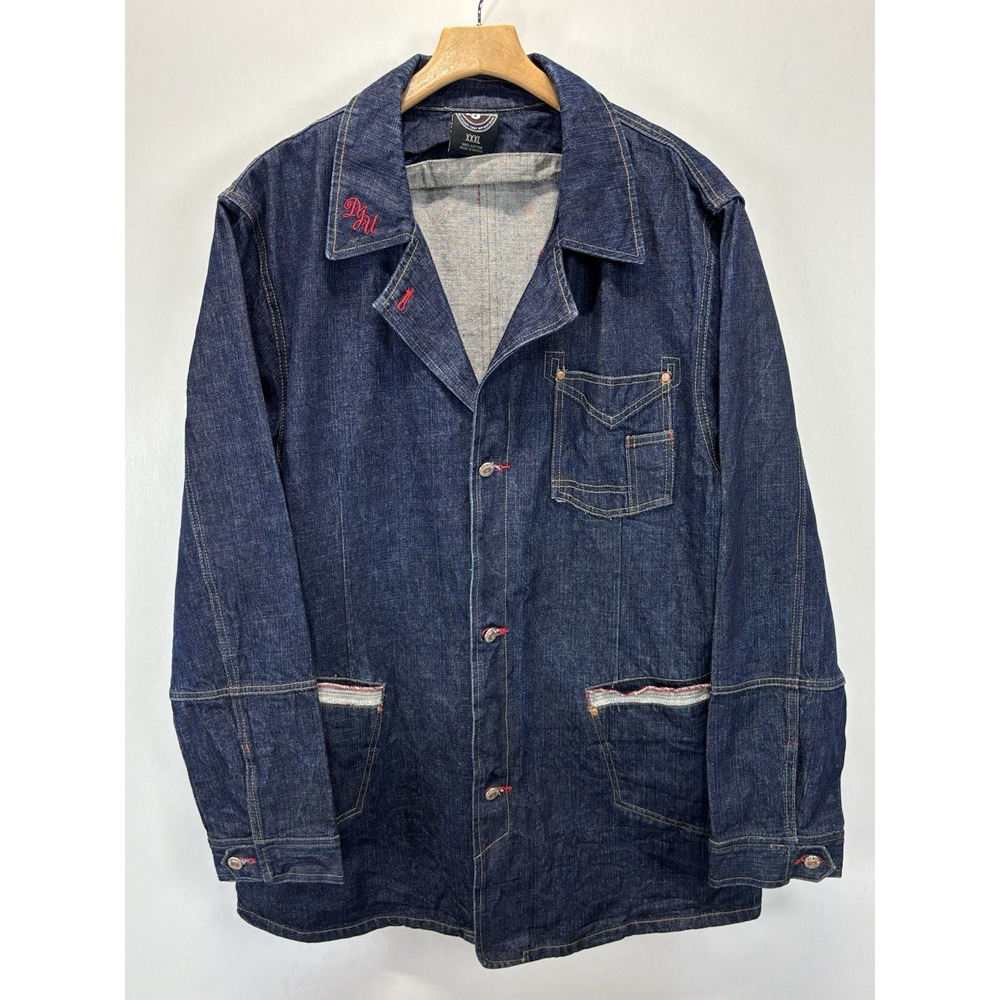 Vtg Def Jam Denim Jean Jacket Sz XXXL 3XL Mens Dark Wash Y2K Streetwear